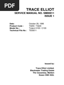 Trace Elliot: Service Manual No. Sm00011 Issue 1