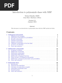 Introduction To Polynomials Chaos With NISP: Michael Baudin (EDF) Jean-Marc Martinez (CEA) January 2013