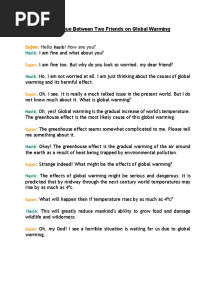 A Dialogue Between Two Friends On Global Warming:: Hello ! How Are You?