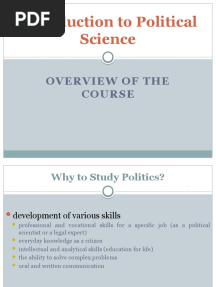 Introduction To Political Science: Overview of The Course