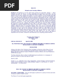 RULE 99 Custody of Minors and Habeas Corpus
