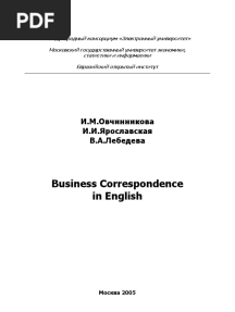 Business Correspondence in English