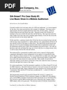 SIA Software Company, Inc.: SIA-Smaart Pro Case Study #5: Live Music Show in A Midsize Auditorium