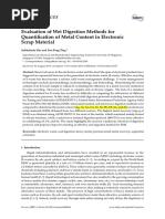 Evaluation of Wet Digestion Methods for Quantification of Metal Content in Electronic