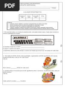 AVALIAÇÃO DE MATEMÁTICA 2 Ano 4 Bimestre