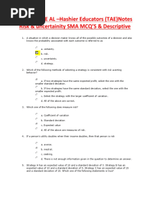 1.risk & Uncertainity MCQ'S