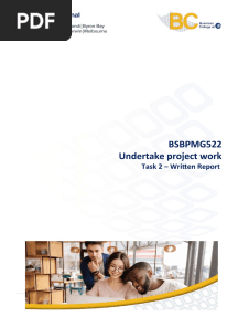 BSBPMG522 Undertake Project Work: Task 2 - Written Report