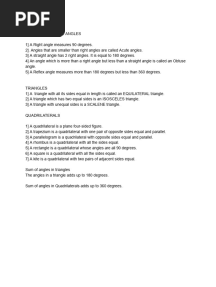 Mathematics - Plane Shapes and Angles