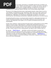Dissertation Photography Topics