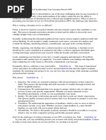 Synthesizing The Literature Review