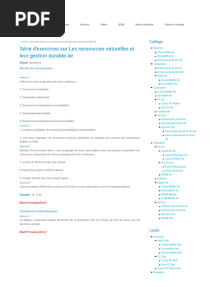 Série D'exercices Sur Les Ressources Naturelles Et Leur Gestion