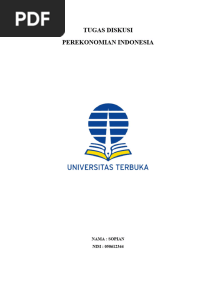 Jawaban Tugas Diskusi 7 Perekonomian Indonesia