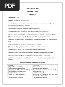 Corporate Laws Summary Notes BBA MGU