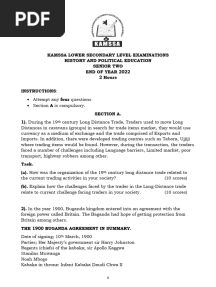 s2 History and Political Education Kamssa Examinations