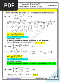 Correction de La Série N°1 Dérivabilité Et Étude Des Fonction
