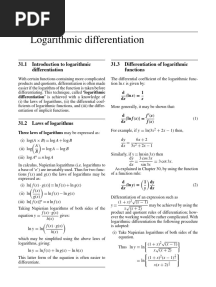Logarithmic Differentiation
