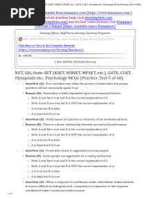 Psychology MCQs Practice Test 5