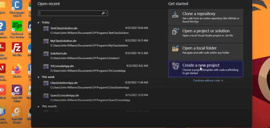 Select Create a new project 