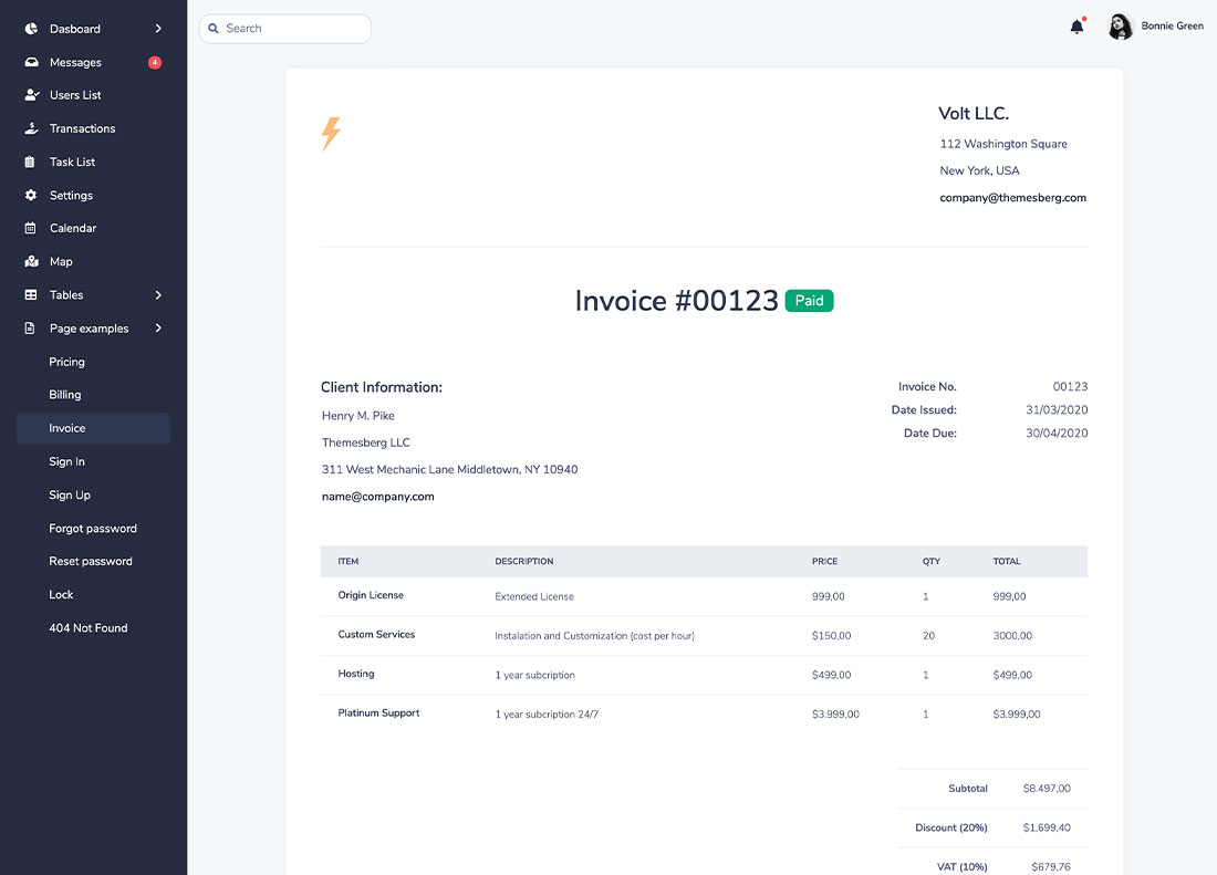 Invoice preview